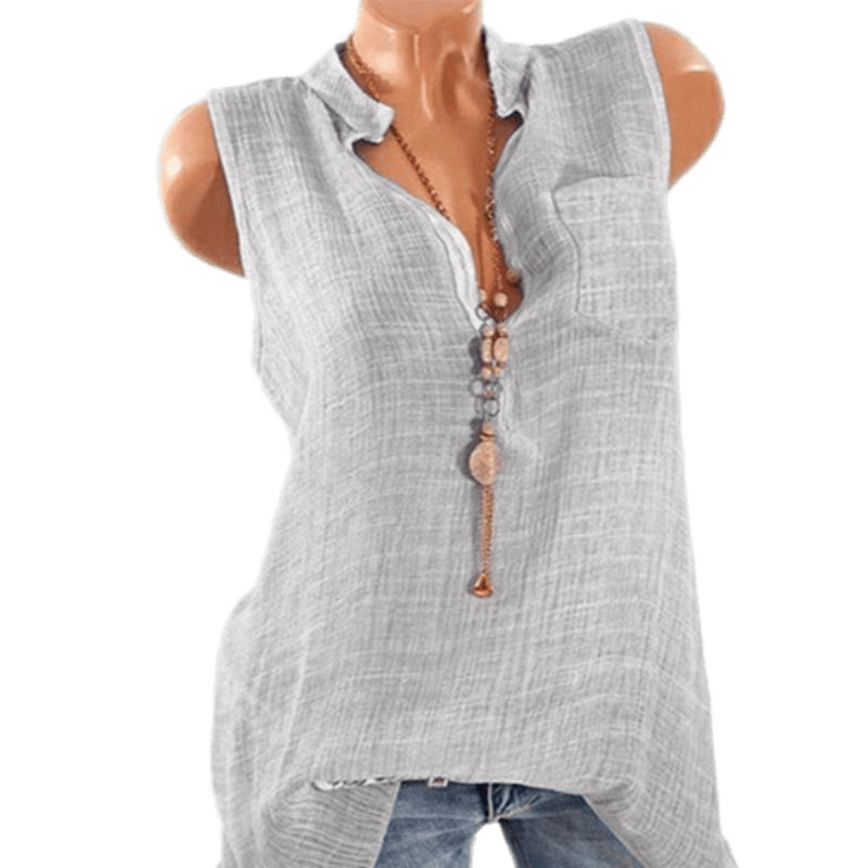 Patchwork Sleeveless Summer Blouse