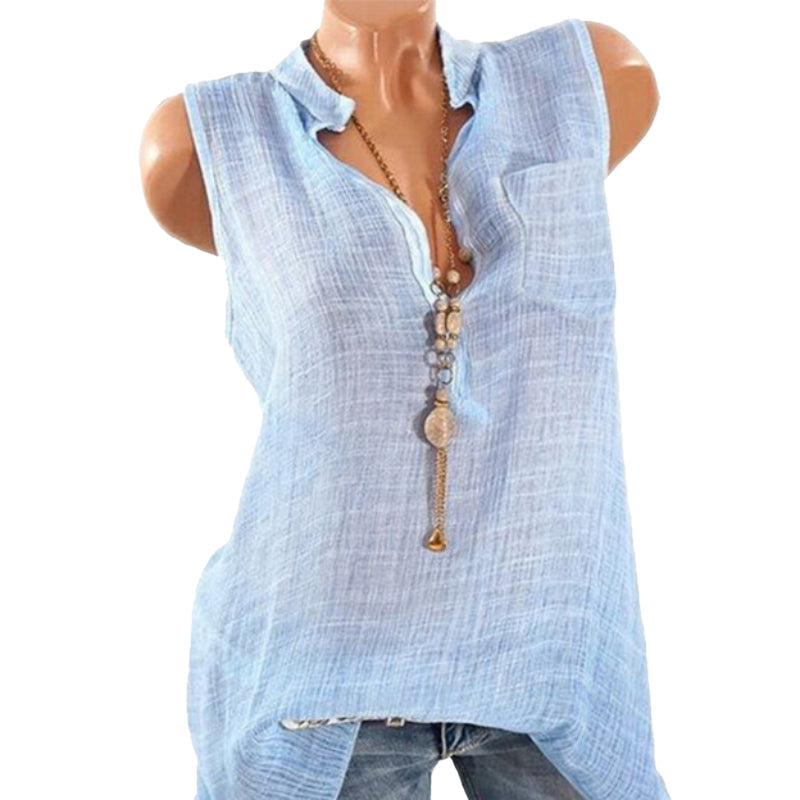 Patchwork Sleeveless Summer Blouse