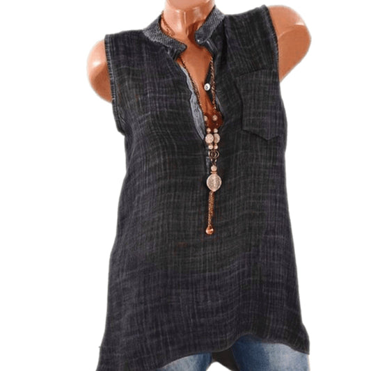 Patchwork Sleeveless Summer Blouse