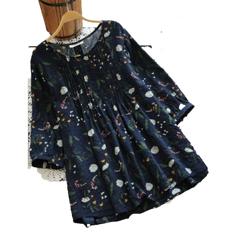 Floral Printed Sleeve Vintage Blouse